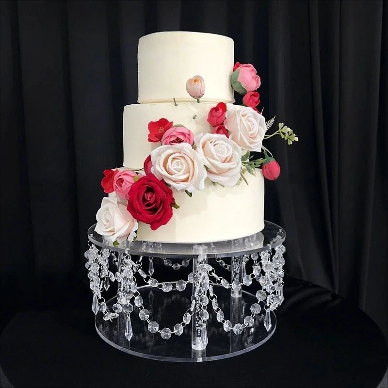 3 Pieces Luxury Transparent Dessert Cake Stand Set Tall Cake Tray Wedding Birthday Party Decoration Elegant Dessert Table Display for Wedding Events and Special Occasions - 图片 2