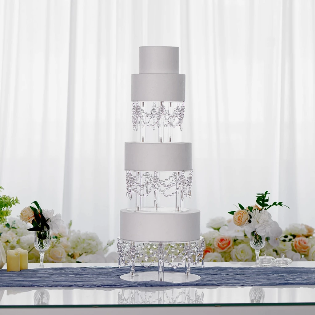 3 Pieces Luxury Transparent Dessert Cake Stand Set Tall Cake Tray Wedding Birthday Party Decoration Elegant Dessert Table Display for Wedding Events and Special Occasions 5