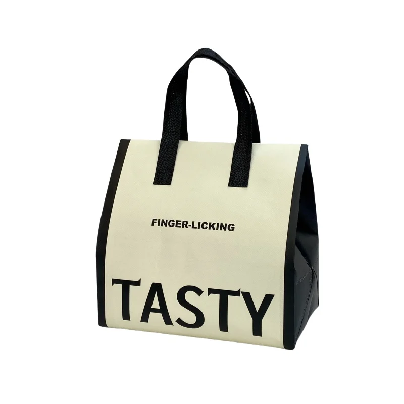 10pcs Non-Woven Insulated Tote Bags – Portable Reusable Fabric Pouches for Food, Cake, Drinks, and Snacks, Thermal Carrier Keeps Hot or Cold, Perfect for Delivery, Picnic, Grocery, Work, School - 图片 6