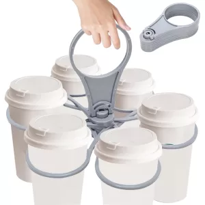 Reusable Drink Carrier Foldable 6-Layer Reusable Drink Holder with Handle Portable Coffee Cup Rack Bar Tool for Parties Cafés Takeaway Beverage Organizer Accessories