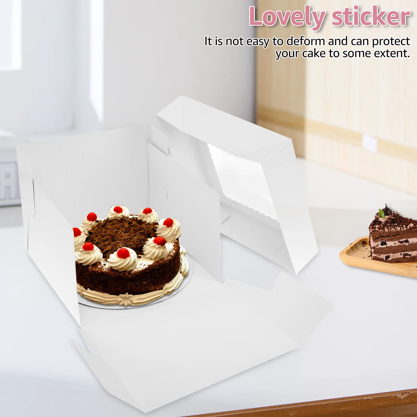 10Pcs Tall Cake Boxes with Cake Boards, 10 Inch White Tall Bakery Boxes with Clear Window, Large Cake Containers for Birthday Wedding Party Desserts, Multifunctional Durable Cake Packaging Supplies for Home and Professional Bakeries 2