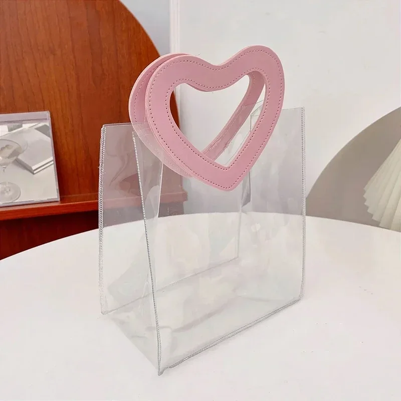1–10PCS Transparent PVC Gift Bags Waterproof Candy Shopping Handbag with Love or Square Handle for Valentine’s Day Wedding Party Favor Packaging Bolsa Regalo Sac Cadeau ساک هدیه 透明ギフトバッグ 투명포장가방 - 图片 4