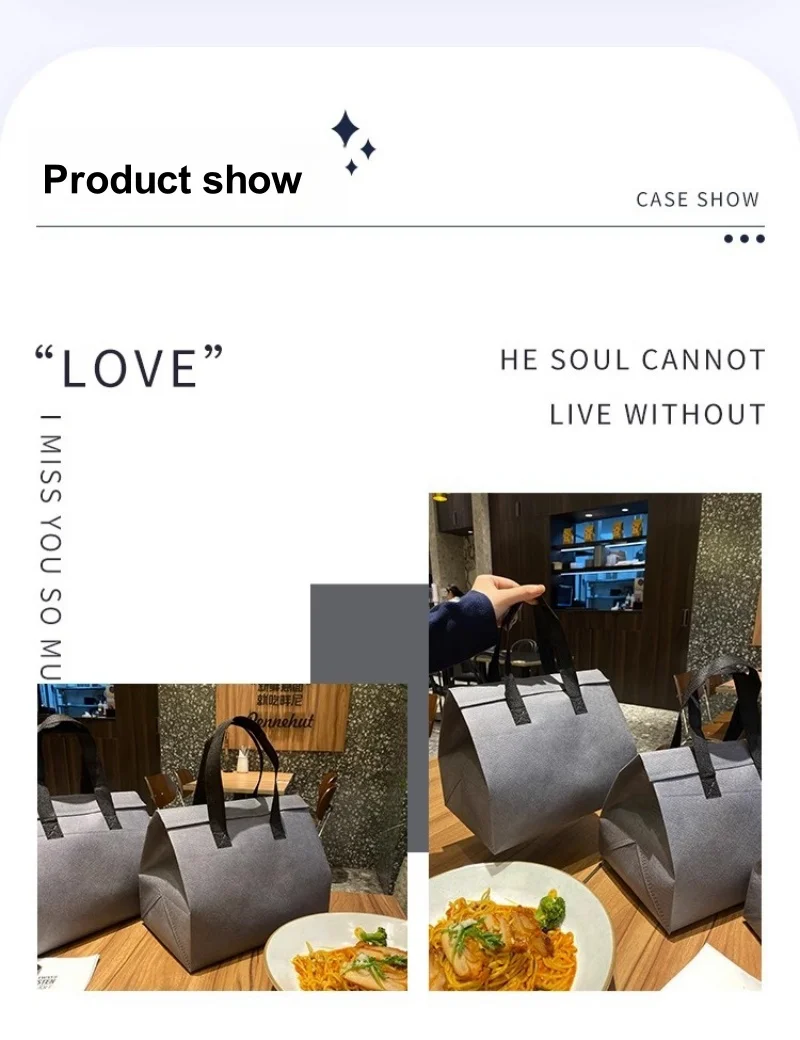 10pcs Grey Non-Woven Insulated Tote Bags – Reusable Portable Pouches for Bread, Food, Bakery, Snacks, Hot or Cold Meals, Delivery, Grocery, Picnic, Thermal Storage Carrier for Work, School, Travel 8