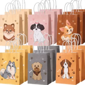 5/10/30pcs Pet Puppy Party Gift Bag Cute Dog Candy Paper Bags with Handle for Baby Shower Kids Birthday Party Supplies Gift Wrapping Bolsa Regalo Hund Geschenktüte Sac Cadeau كيس هدية 犬ギフトバッグ 강아지선물포장