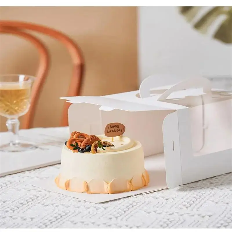 10Pcs Cake Boxes with Clear Window, Paper Gift Packaging Containers for Wedding Birthday Party Muffins Cupcakes Desserts, Baby Shower and Party Favor Storage Display - 图片 2