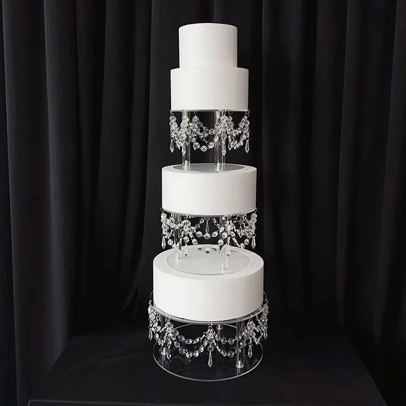 3 Pieces Luxury Transparent Dessert Cake Stand Set Tall Cake Tray Wedding Birthday Party Decoration Elegant Dessert Table Display for Wedding Events and Special Occasions - 图片 3