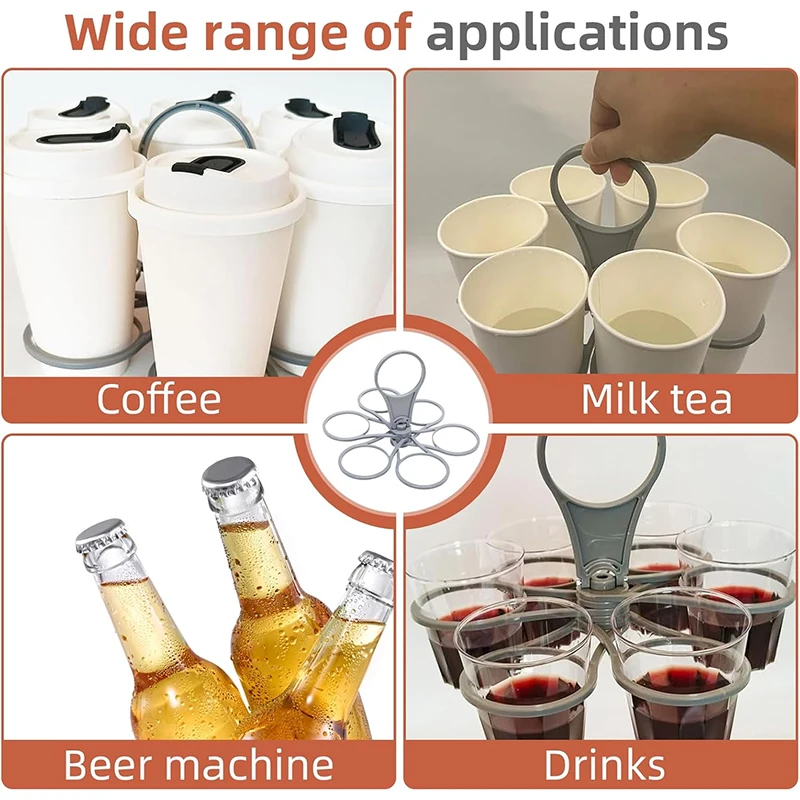 Reusable Drink Carrier Foldable 6-Layer Reusable Drink Holder with Handle Portable Coffee Cup Rack Bar Tool for Parties Cafés Takeaway Beverage Organizer Accessories