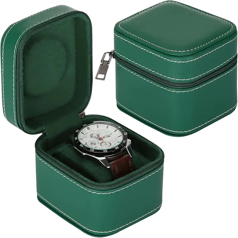 Travel Watch Case ⌚ Single Watch Case – Leather Watch Travel Case with Removable Cushion – Portable Square Jewelry Storage Organizer Box for Wristwatch and Smartwatch Protection 6