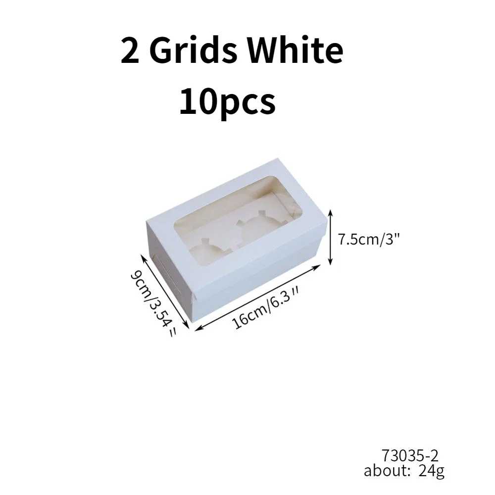 10Pcs Kraft Paper Cupcake Packing Boxes with Clear Window, Cardboard Cake Muffin Cookies Candy Packaging, Wedding Birthday Party Favors, 4 Sizes for Desserts and Gifts - 图片 10