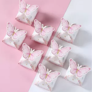 Pink Butterfly Candy Boxes – Gift Packing Bags for Girl Birthday, Baby Shower, Party Favor Boxes, Birthday Supplies, Treat Packaging, Cute Pink Decorations, DIY Gift Boxes for Kids