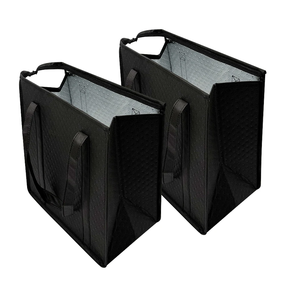 1pc Thermal Insulated Cooler Bag Textured Non-Woven Fabric with Front Pocket and Zipper Closure, Portable Lunch Tote for Camping, Picnic, Travel, Outdoor Food and Drink Storage