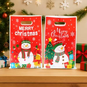 Christmas Snowman Gift Handbag Merry Christmas Decoration for Home 2025 Navidad Natal Snowflake Candy Handy Bag New Year Party Favor Shopping Tote Bolsa Regalo Sac Cadeau ساک هدیه 크리스마스 가방