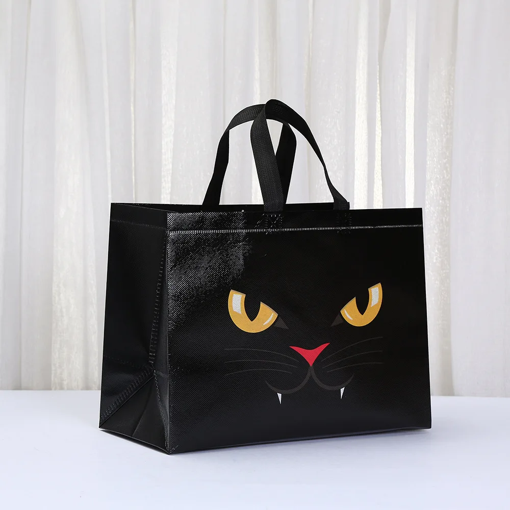 Halloween Monster Non Woven Bags Reusable Trick or Treat Tote Gift Bag for Candy Cookie Party Favor Pumpkin Cat Vampire Mummy Design Bolsa de Dulces Sac Bonbon Halloween Tasche كيس حلوى الهالوين 할로윈가방