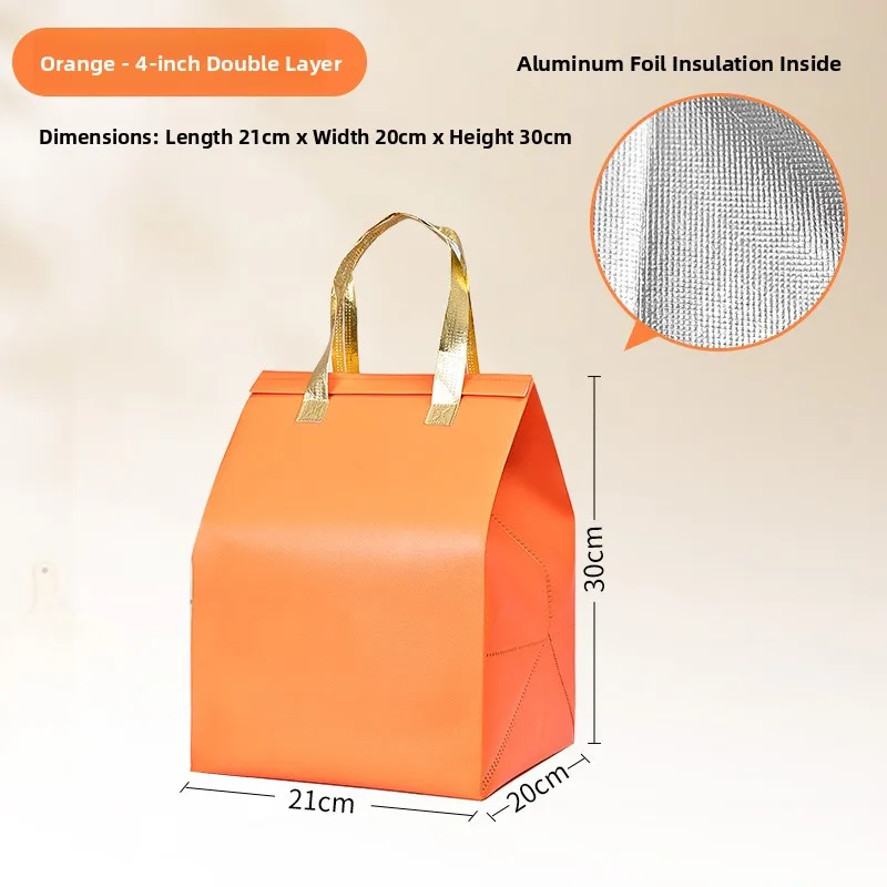 Large Capacity Aluminum Foil Insulated Bag, Disposable Thermal Cake Preservation Pouch, Heat Retention Food Storage Container, Fresh-Keeping Box for Birthday Cakes, Pastries, Catering, Delivery - 图片 30