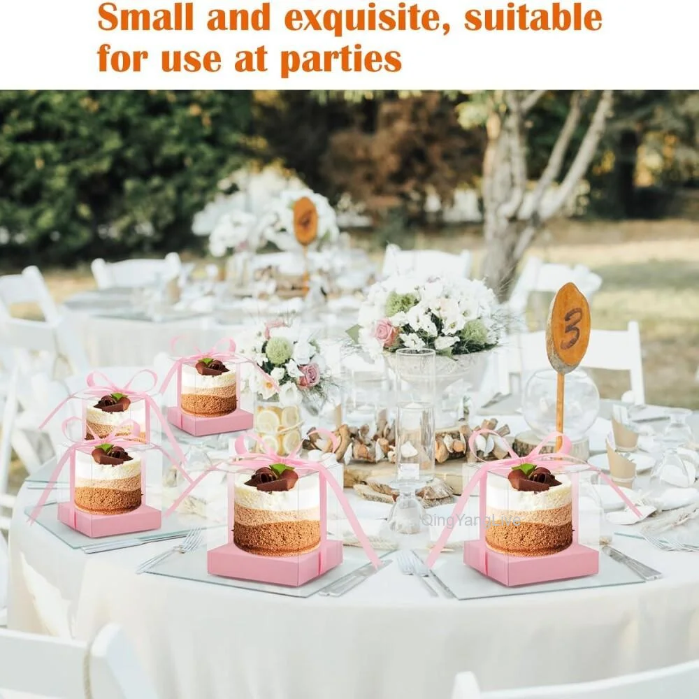 12Pcs Clear Plastic Cupcake Boxes with Ribbon, Single Cupcake Containers with Inserts, Disposable Individual Cupcake Carrier Holders for Birthday, Wedding, Baby Shower, Holiday Desserts, Party Favors and Bakery Use 7