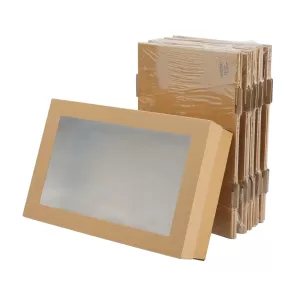 DIY Vintage Kraft Paper Gift Boxes Bulk Candy Cake Packaging with Transparent PVC Window, Wedding Birthday Party Dessert Packaging, Exquisite Gift Boxes for Cookies Chocolates Macarons Party Favors