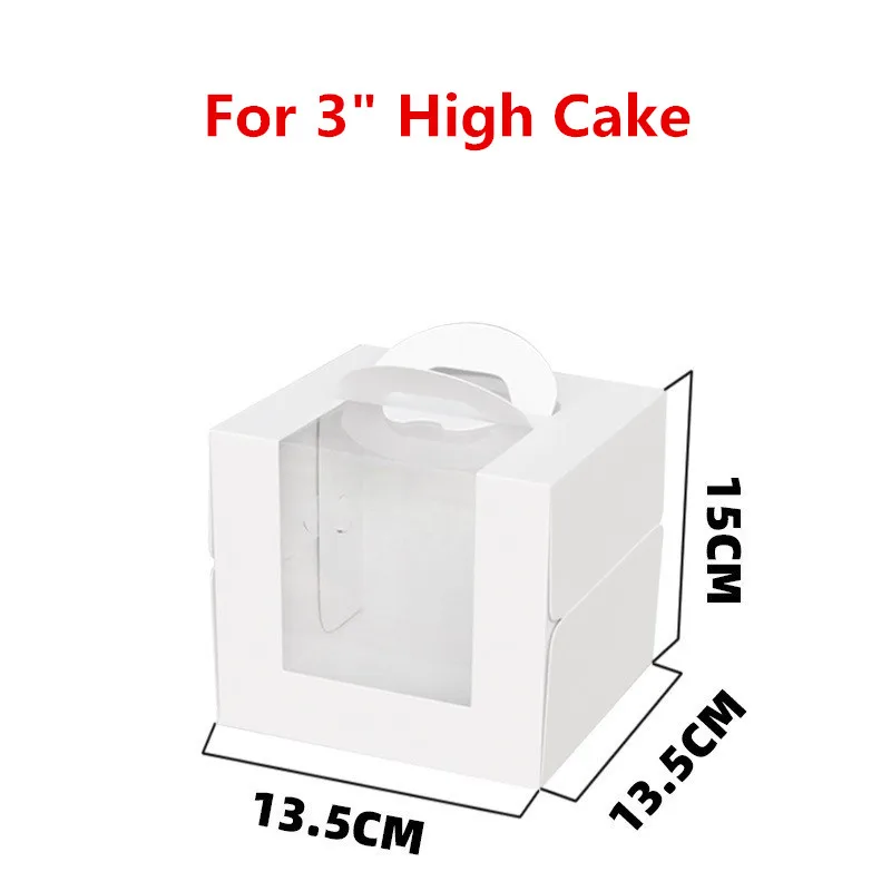 5Pcs White Paper Cake Boxes with Clear Window, Portable 3/4/6/8/10 Inch Dessert Packaging Containers for Birthday Wedding Party DIY Cake Presentation Supplies - 图片 11