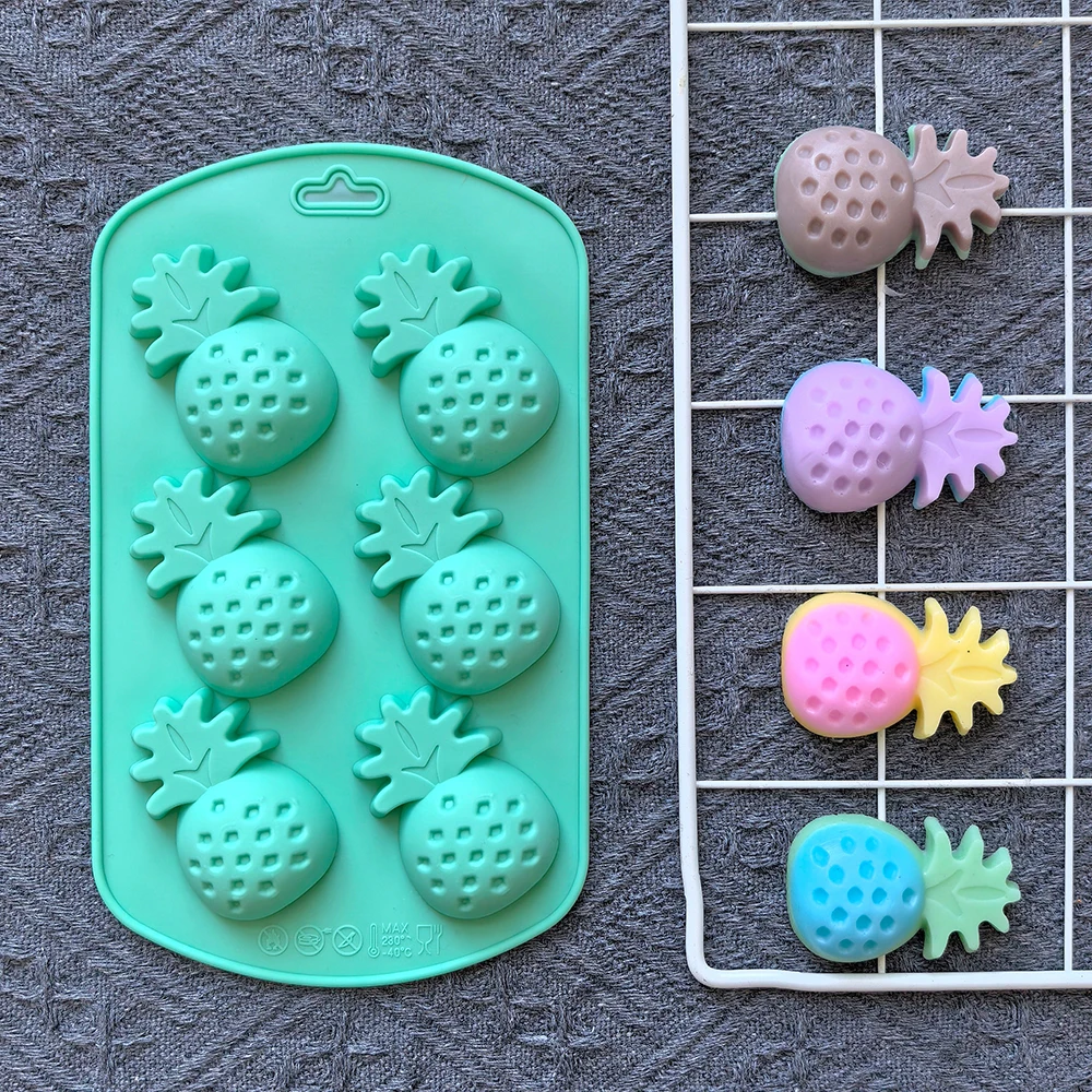 1Pc 6-Hole Pineapple-Shaped Silicone Mold – DIY Cookie, Chocolate, Candy, Fondant, Cake Decoration Mold, Baking Tool for Pastries, Cupcakes, Sugarcraft, and Creative Dessert Accessories