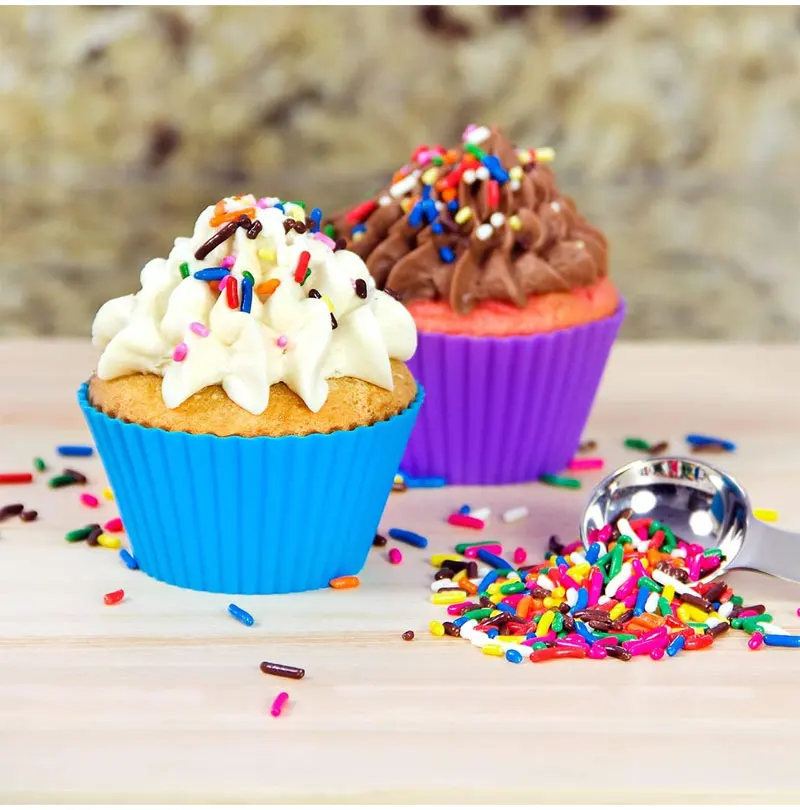 10/20/50Pcs Silicone Cupcake Baking Cups, Reusable Non-Stick Muffin Liners, Heat-Resistant BPA-Free Cupcake Holders Molds, Eco-Friendly Home Kitchen Bakeware for Muffins, Cakes, Brownies, Desserts 6