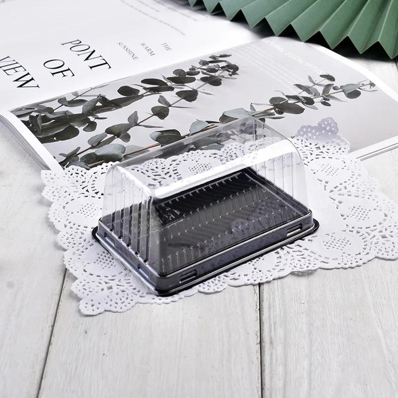 50Pcs Roll Cake Box Set with Clear Lid, Plastic Hot Dog, Sandwich, Swiss Roll, Muffin and Pastry Containers, Transparent Dessert Storage Holders for Birthday, Wedding, Party, Bakery, and DIY Treats