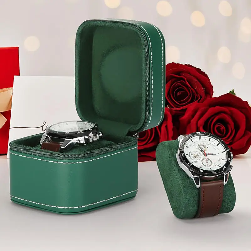 Travel Watch Case ⌚ Single Watch Case – Leather Watch Travel Case with Removable Cushion – Portable Square Jewelry Storage Organizer Box for Wristwatch and Smartwatch Protection - 图片 6