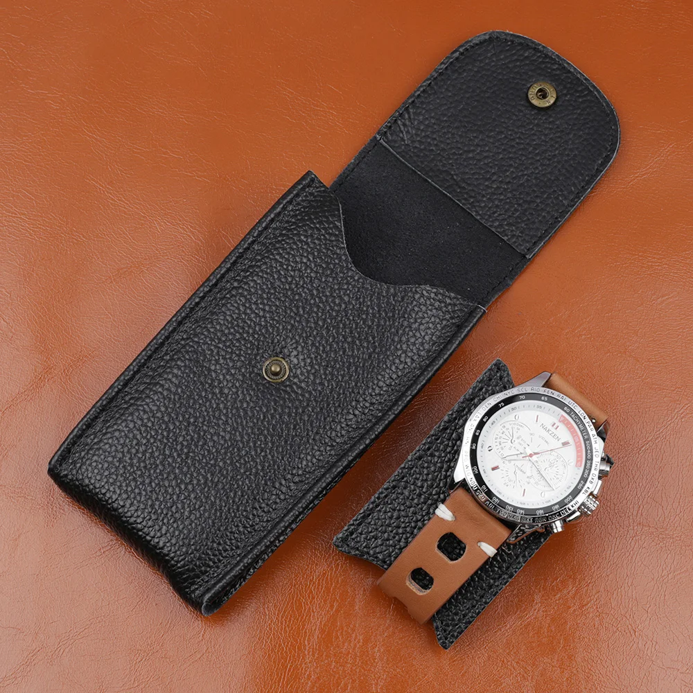 Travel Watch Organizer | Handmade Genuine Leather Watch Box Bracelet Storage Bag Portable Jewelry Organizer Leather Travel Pouch Protective Watch Packaging Case for Men Women Wristwatch Gift 8