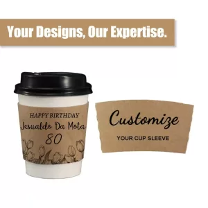 Custom Printed 20PCS 10-20oz Coffee Cup Sleeves Kraft Disposable Heat Insulated Cup Holders for Hot Beverages Wedding Party Café Takeaway Drink Accessories