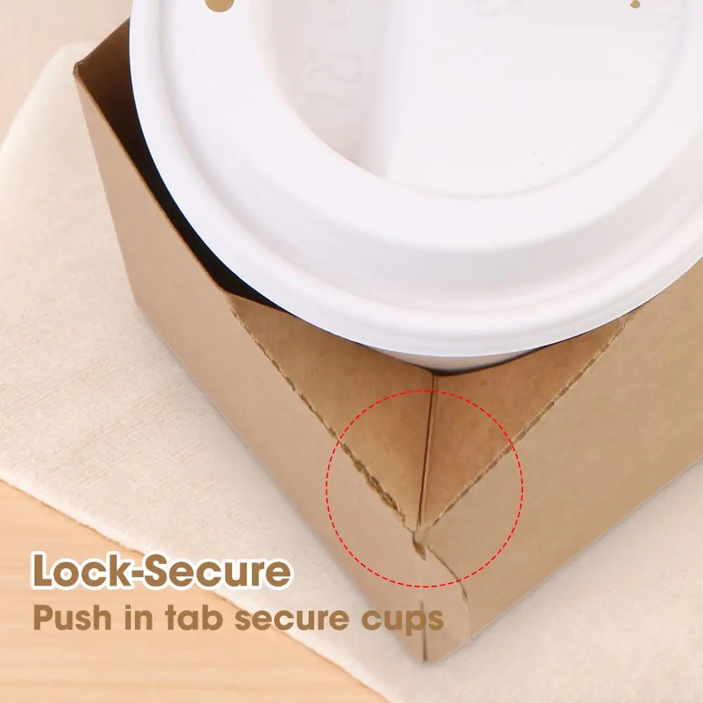 Drink Holder with Handle Paper Cup Holder Coffee Drink Holder Tray Disposable Takeaway Cardboard Beverage Carrier for Hot and Cold Drinks Portable Cup Tray for Party Café Event