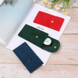 Travel Watch Case | Flannelette Watch Storage Bag, Velvet Snap Packaging Pouch Anti-Dust Watch Protection Case, Soft Compression Velvet Bag for Watch Collection Gift Packaging Accessories (Red/Green/Blue/Black/Grey/Pink/Light Blue)