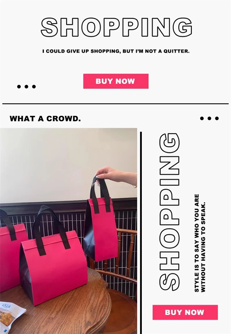 10pcs Pink Non-Woven Insulated Tote Bags – Reusable Fabric Pouches for Food, Drinks, Lunch, Grocery, Delivery, Picnic, Keep Warm or Cold, Portable Thermal Storage Carrier for Work, School, Travel 10