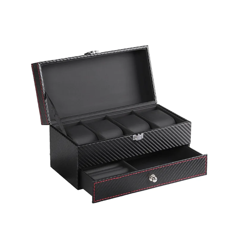Multiple Slots Luxurious PU Watch Box 2/3/4/5/6 Grids Jewelry Ring Earrings Organizer For Men And Women - 图片 9