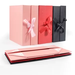 20Pcs Lot Pink Red Black Magnetic Gift Boxes, Luxury Paperboard Folding Rigid Packaging Boxes for Presents, Hair Wigs, Wedding Favors, Birthday, Anniversary, Holiday Gifts, Premium Collapsible Cardboard Gift Box Set
