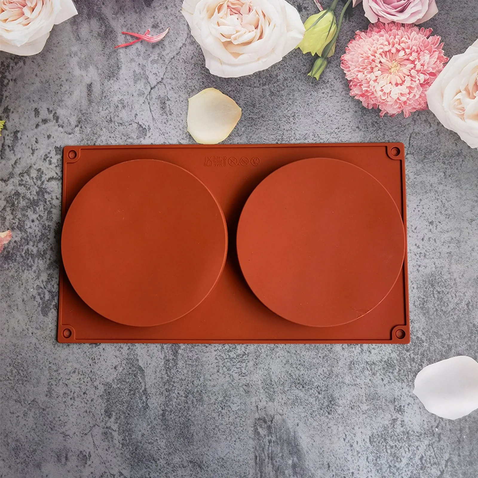 2-Hole Round Disc Silicone Cake Mold – DIY Flat Cylinder Chocolate, Fondant, Dessert, and Cake Decorating Tool for Baking, Sugarcraft, Cupcakes, Candy, and Creative Kitchen Bakeware