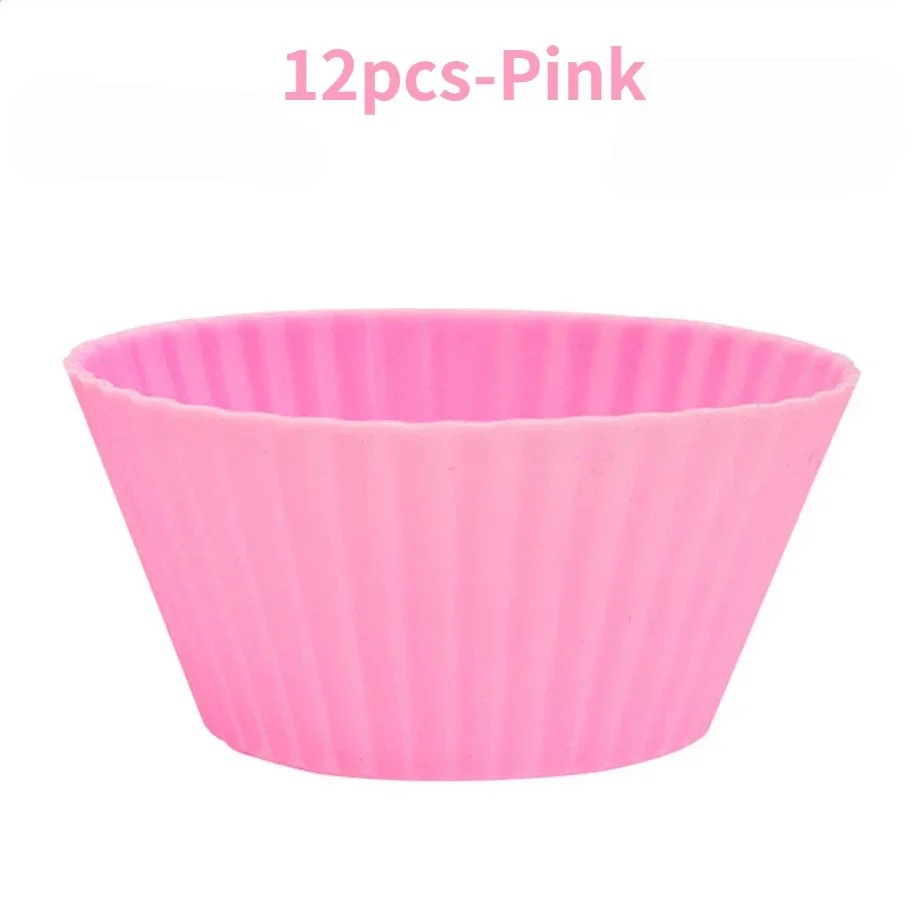 12pcs/Set Round Silicone Cake Molds, Muffin and Cupcake Baking Molds for DIY Baking, Kitchen Cooking, Cake Decorating, Non-Stick Reusable Bakeware, Dessert Makers and Culinary Tools - 图片 7