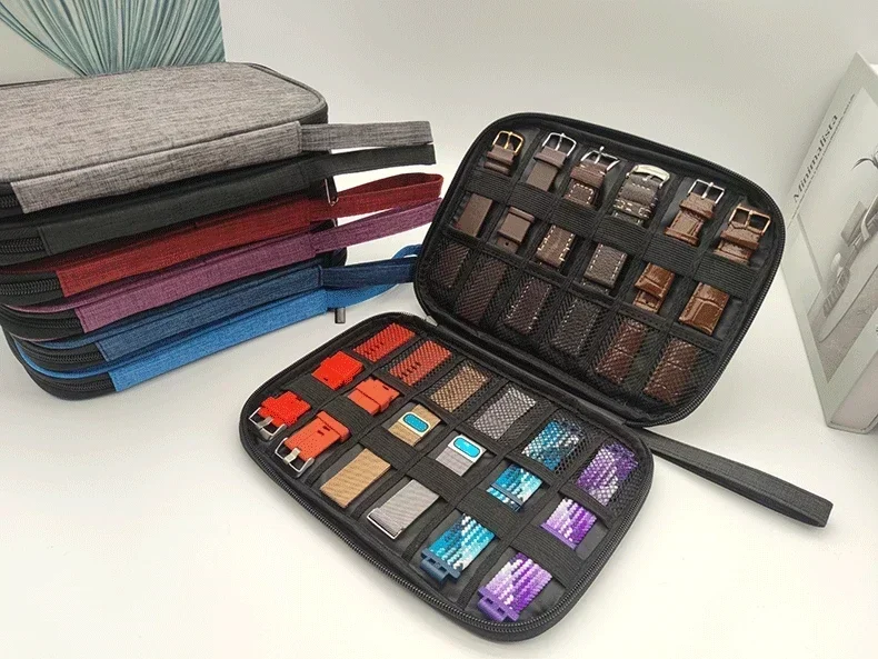 Travel WatchStrap Organizer | Multifunction Travel Carrying Bag for Watch Strap Storage, Portable Waterproof Pouch Case for Data Cable, Smartwatch Band Organizer Box Made of 300D Oxford Fabric - 图片 3