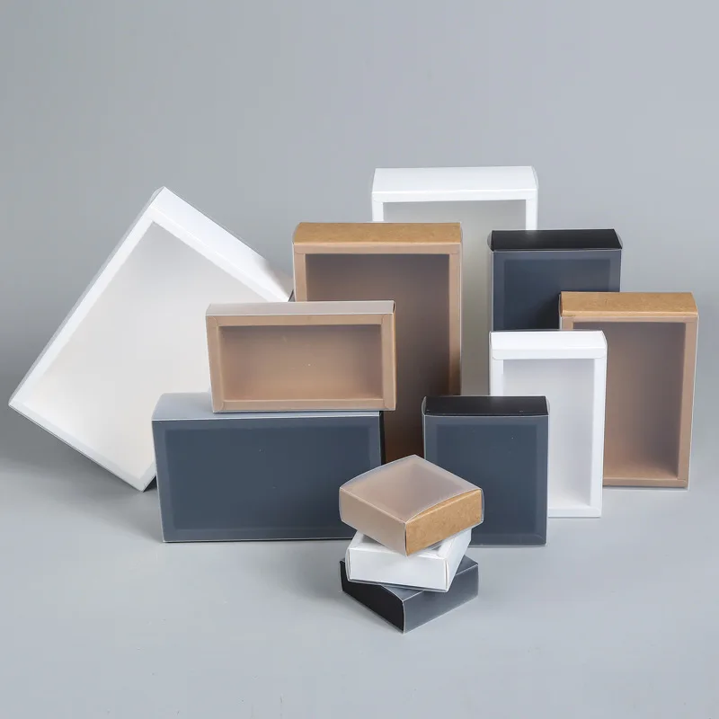 10pcs Kraft Paper Gift Boxes with Clear PVC Window, Exquisite Drawer Packaging for Wedding Birthday Party Cookies Candy Cake Display, DIY Dessert Favor Storage Containers Elegant Gift Presentation - 图片 3