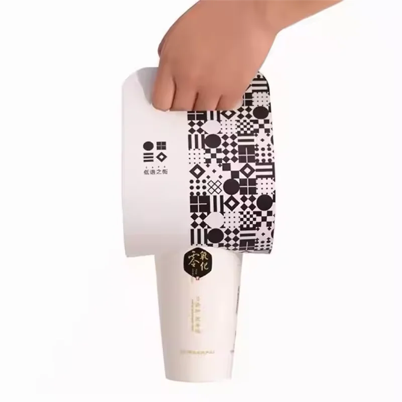 500Pcs Custom Printed or Designed Single Double Paper Cup Holders Disposable Bubble Milk Tea Cup Carrier Coffee Cup Holders Takeaway Drink Packaging Accessories