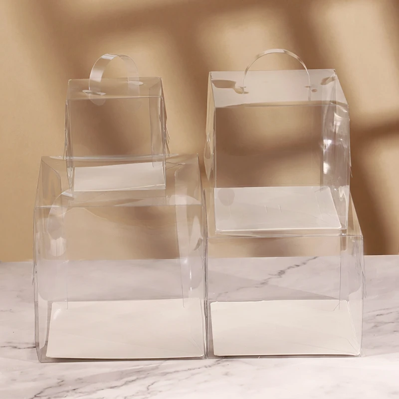 Transparent Cake Box Plastic Dessert and Cupcake Packaging Box with Handle, Portable Gift Wrapping Box for Weddings, Birthdays, Parties, Baby Showers, Holiday Desserts, Pastries, Bakery Display and Gift Presentation 3