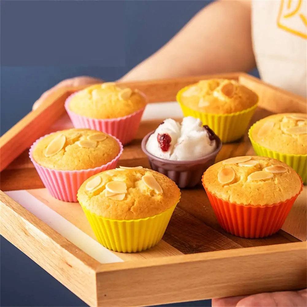 12pcs/Set Round Silicone Cake Molds, Muffin and Cupcake Baking Molds for DIY Baking, Kitchen Cooking, Cake Decorating, Non-Stick Reusable Bakeware, Dessert Makers and Culinary Tools 16