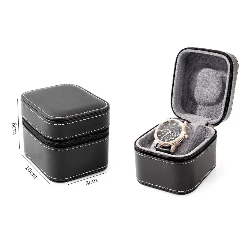 Travel Watch Organizer | Single Watch Case PU Leather Travel Box with Removable Cushion, Compact Jewelry Storage Organizer, Portable Square Watch Packaging Box for Men and Women, Protective Wristwatch Display Case 2