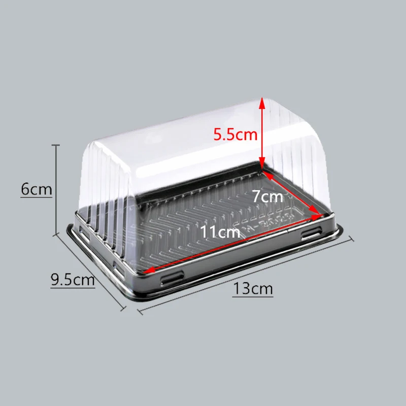 50Pcs Roll Cake Box Set with Clear Lid, Plastic Hot Dog, Sandwich, Swiss Roll, Muffin and Pastry Containers, Transparent Dessert Storage Holders for Birthday, Wedding, Party, Bakery, and DIY Treats