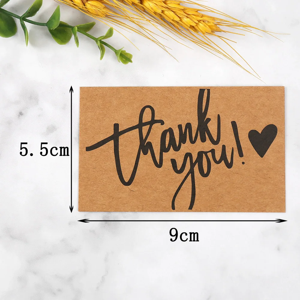 50PCS Kraft Paper Thank You Cards – Blank Greeting Cards for Kids Birthday, Baby Shower, Wedding, Party Favor, DIY Craft Decoration, Gift Message Postcards, Appreciation Notes, Personalized Thank You Gift Inserts