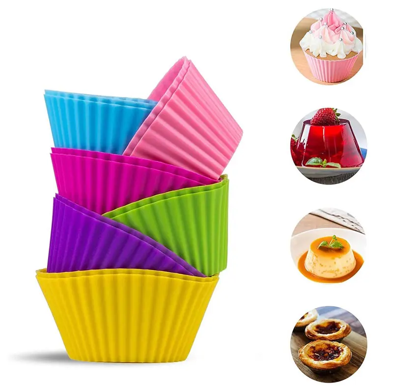 10/20/50Pcs Silicone Cupcake Baking Cups, Reusable Non-Stick Muffin Liners, Heat-Resistant BPA-Free Cupcake Holders Molds, Eco-Friendly Home Kitchen Bakeware for Muffins, Cakes, Brownies, Desserts 2