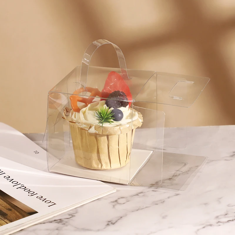 Transparent Cake Box Plastic Dessert and Cupcake Packaging Box with Handle, Portable Gift Wrapping Box for Weddings, Birthdays, Parties, Baby Showers, Holiday Desserts, Pastries, Bakery Display and Gift Presentation - 图片 5