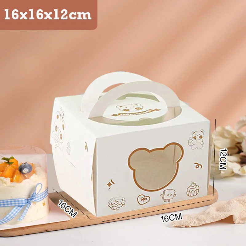 10Pcs Portable Handle Cake Boxes with Clear Window, Cupcake Pastry Cookie Dessert Packaging Boxes, Foldable Birthday Party Wedding Baby Shower Bakery Gift Containers 14
