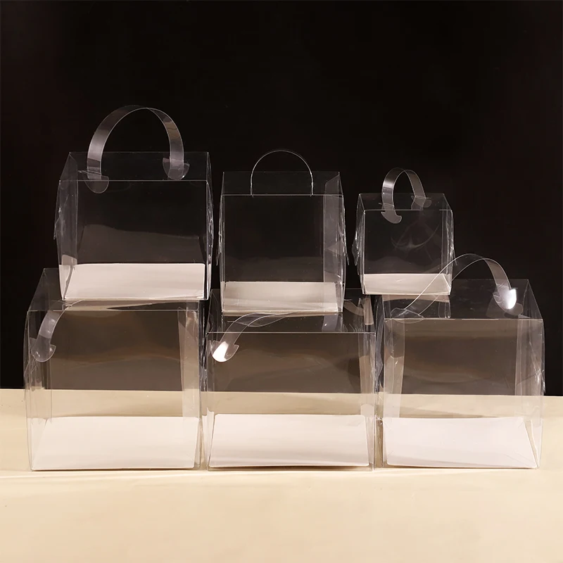 Transparent Cake Box Plastic Dessert and Cupcake Packaging Box with Handle, Portable Gift Wrapping Box for Weddings, Birthdays, Parties, Baby Showers, Holiday Desserts, Pastries, Bakery Display and Gift Presentation 12