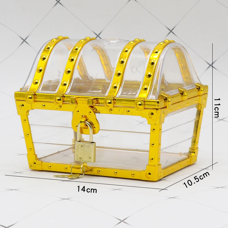 Pirate Treasure Chest with Lock – Transparent Pirate Jewelry Box for Gemstones, Crystals, Rhinestones, and Small Toys, Creative Storage Container for Kids, Crafts, and Decorative Collectibles