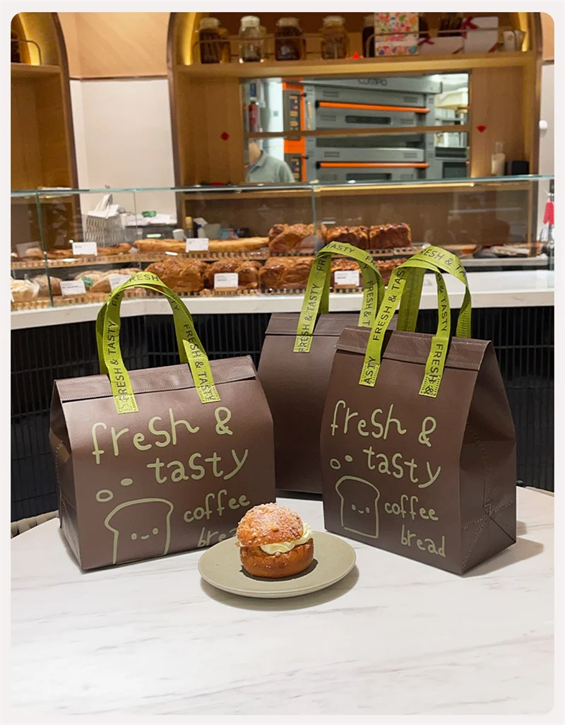 Brown Insulated Tote Bags 🥡 – Reusable Non-Woven Food Delivery Pouches for Hot and Cold Storage, Bread, Drinks, Grocery Shopping, Lunch Carrier, Portable Eco-Friendly Packaging 9