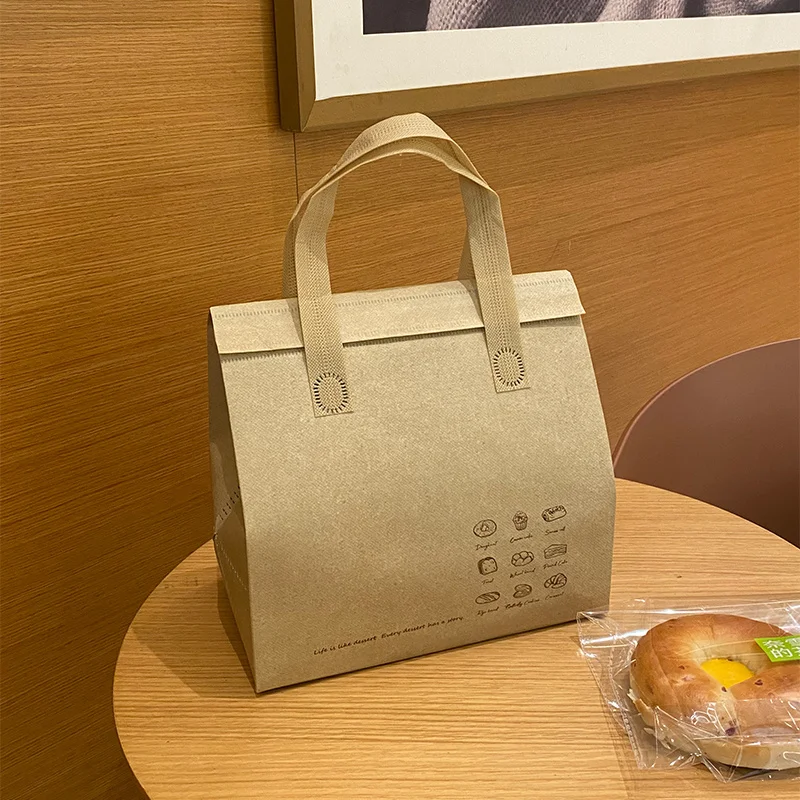 10pcs Grey Non-Woven Insulated Tote Bags – Reusable Portable Pouches for Bread, Food, Bakery, Snacks, Hot or Cold Meals, Delivery, Grocery, Picnic, Thermal Storage Carrier for Work, School, Travel - 图片 19