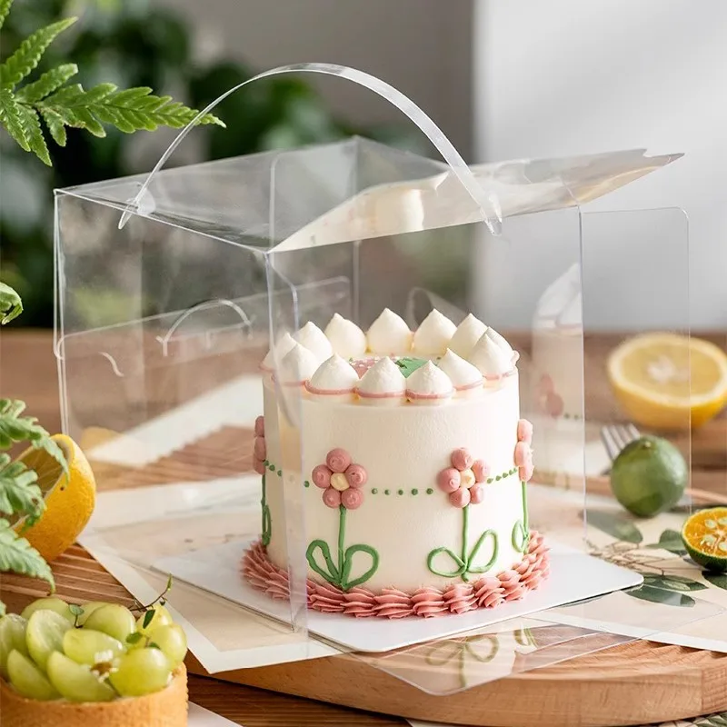2/3/4/5/6 Inch Clear Cake Bakery Boxes with Handle, Portable Gift Display Boxes for Desserts, Mousse, Cupcakes, Pastries, Birthday, Wedding, Holiday Cake Packaging, Party Dessert Holder, Bakery Gift Packaging Supplies - 图片 5
